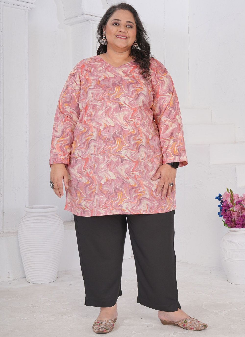 Rayon Purple Party Wear Kurti with Print Work - Buy Online