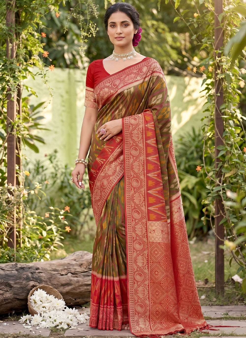 Green Silk Weaving Work Classic Saree - Buy Online