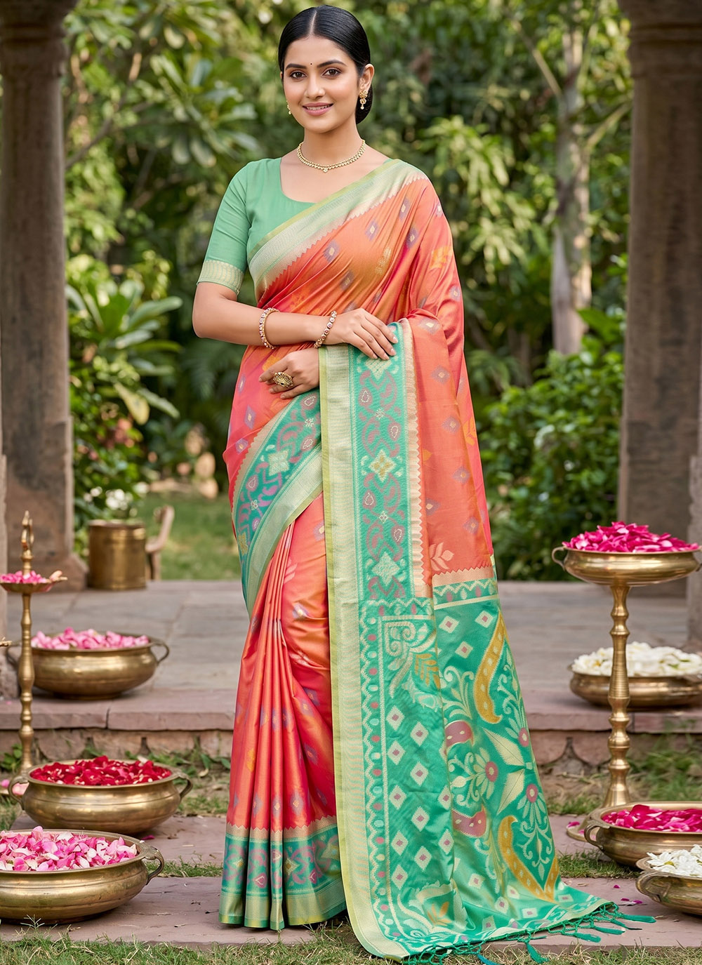Woven Silk Mustard Traditional Saree for Festival - Buy Online
