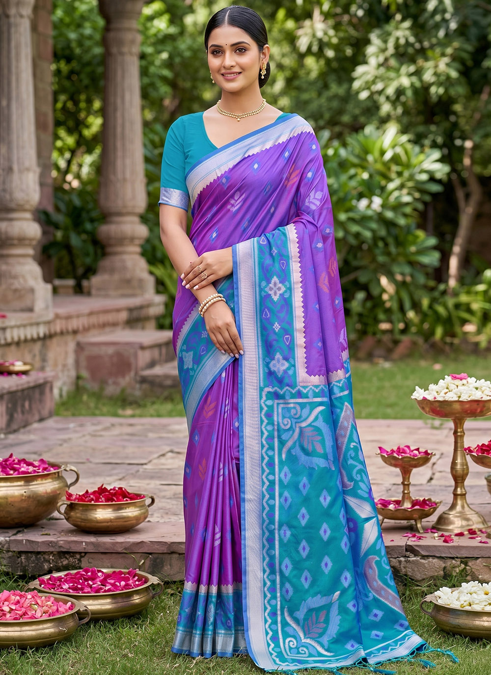 Silk Woven Work Classic Purple Saree - Buy Online