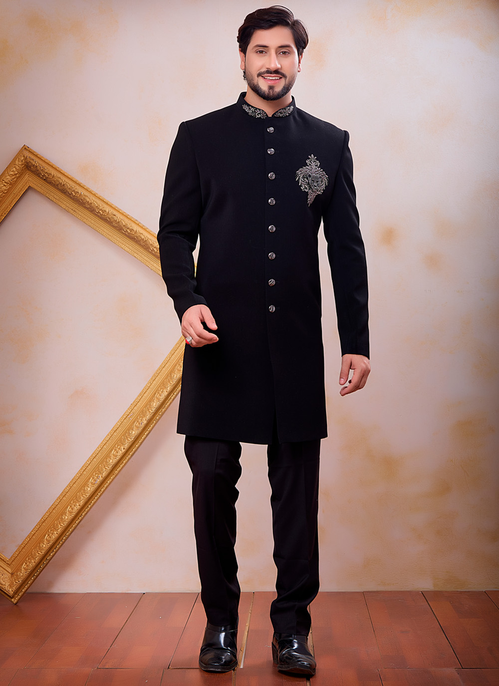 Black Zardosi Beads Stone Handwork Imported Indo Western - Buy Online