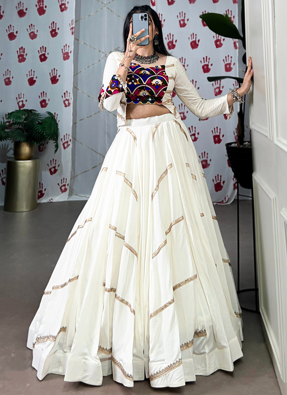 White Rayon Sequins Lace Work Lehenga Choli for Festival - Buy Online