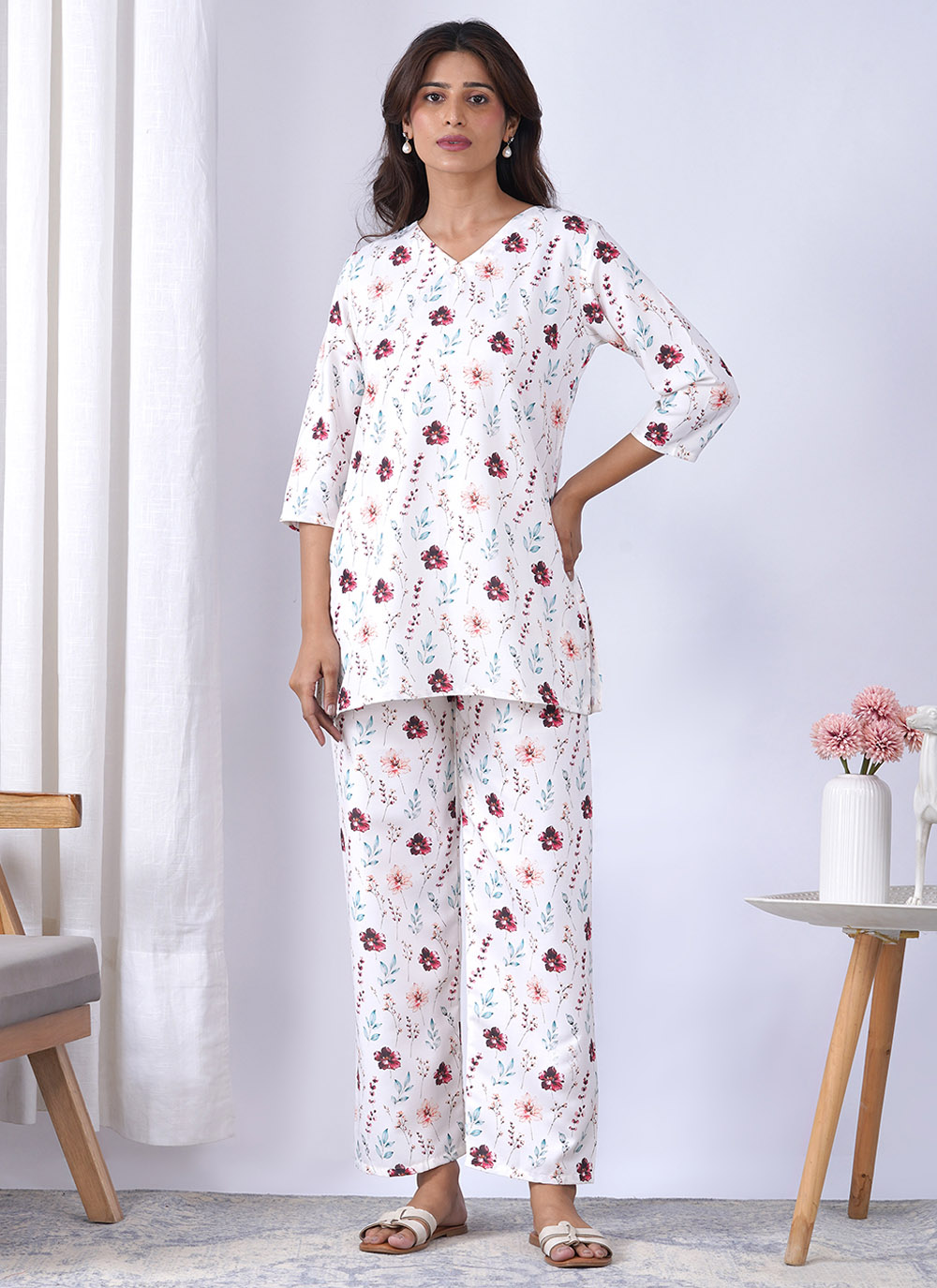 Printed Off White Rayon Designer Kurti - Buy Online