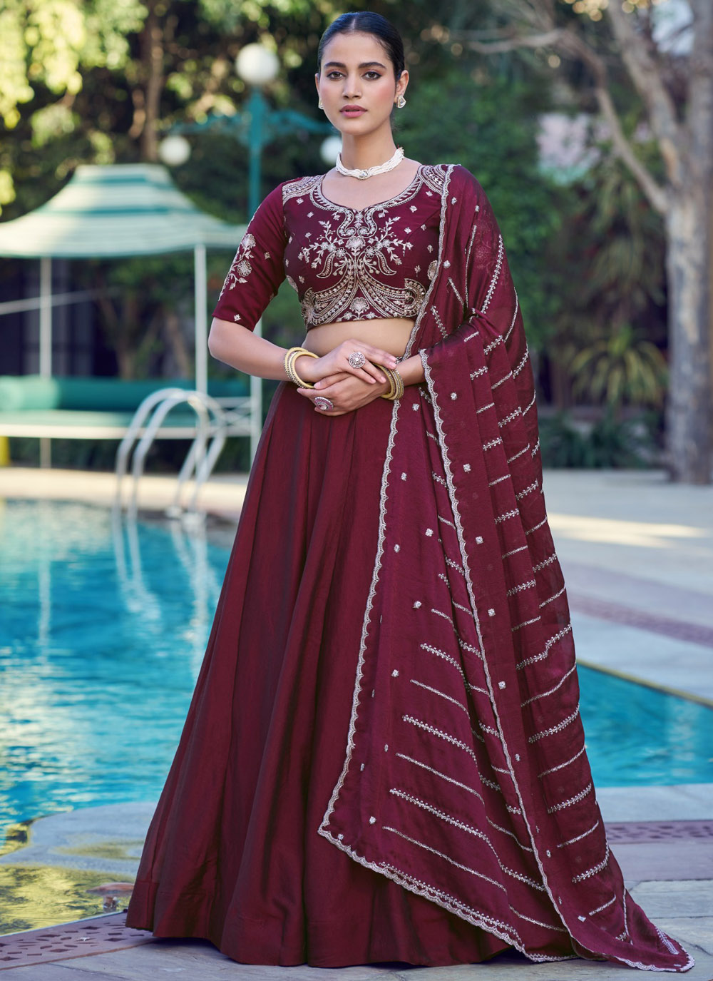 Maroon Rangoli Crush Sequins Embroidered Trendy Lehenga Choli - Buy Online
