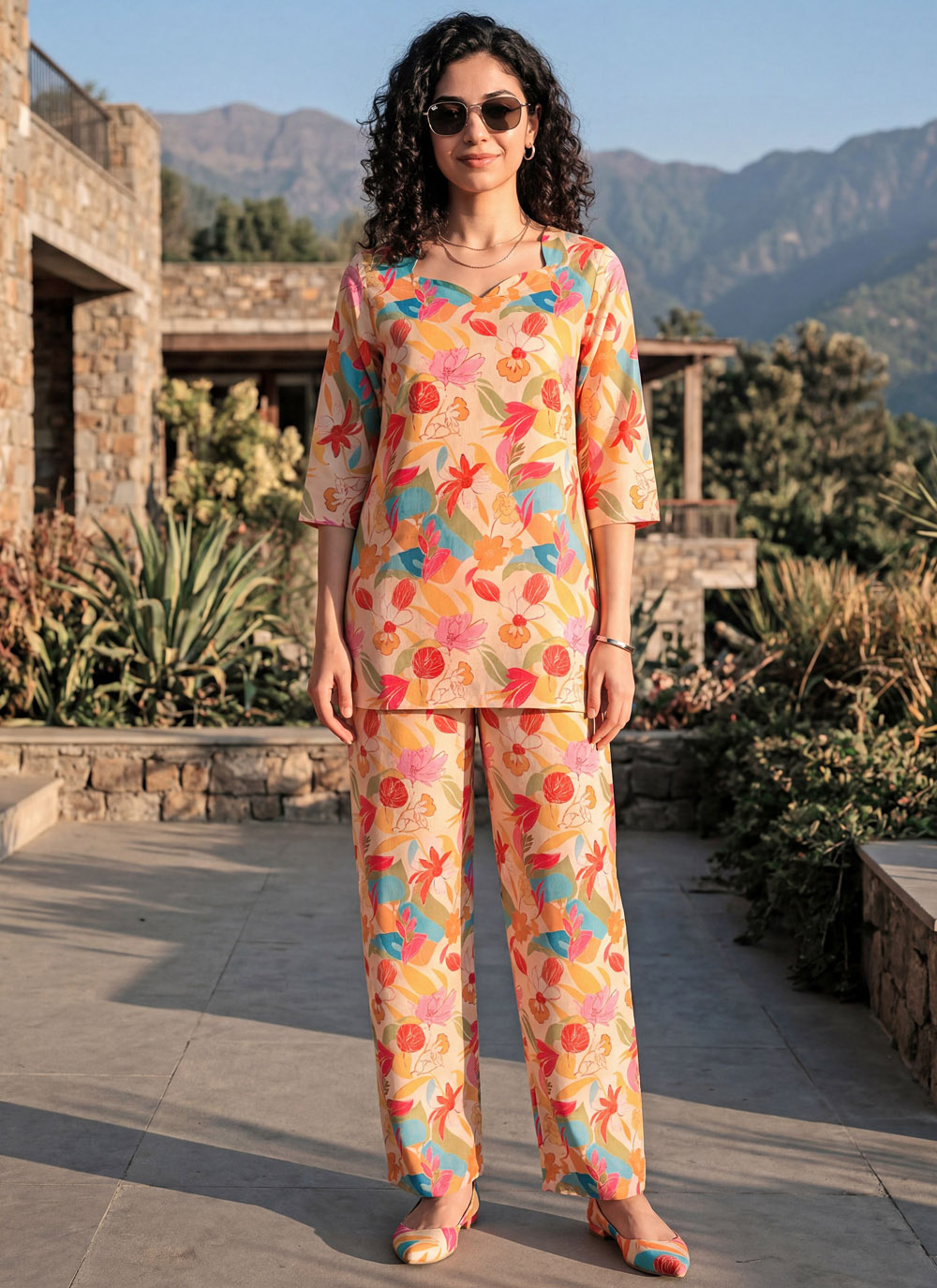 Printed Multi Colour Rayon Designer Kurti - Buy Online