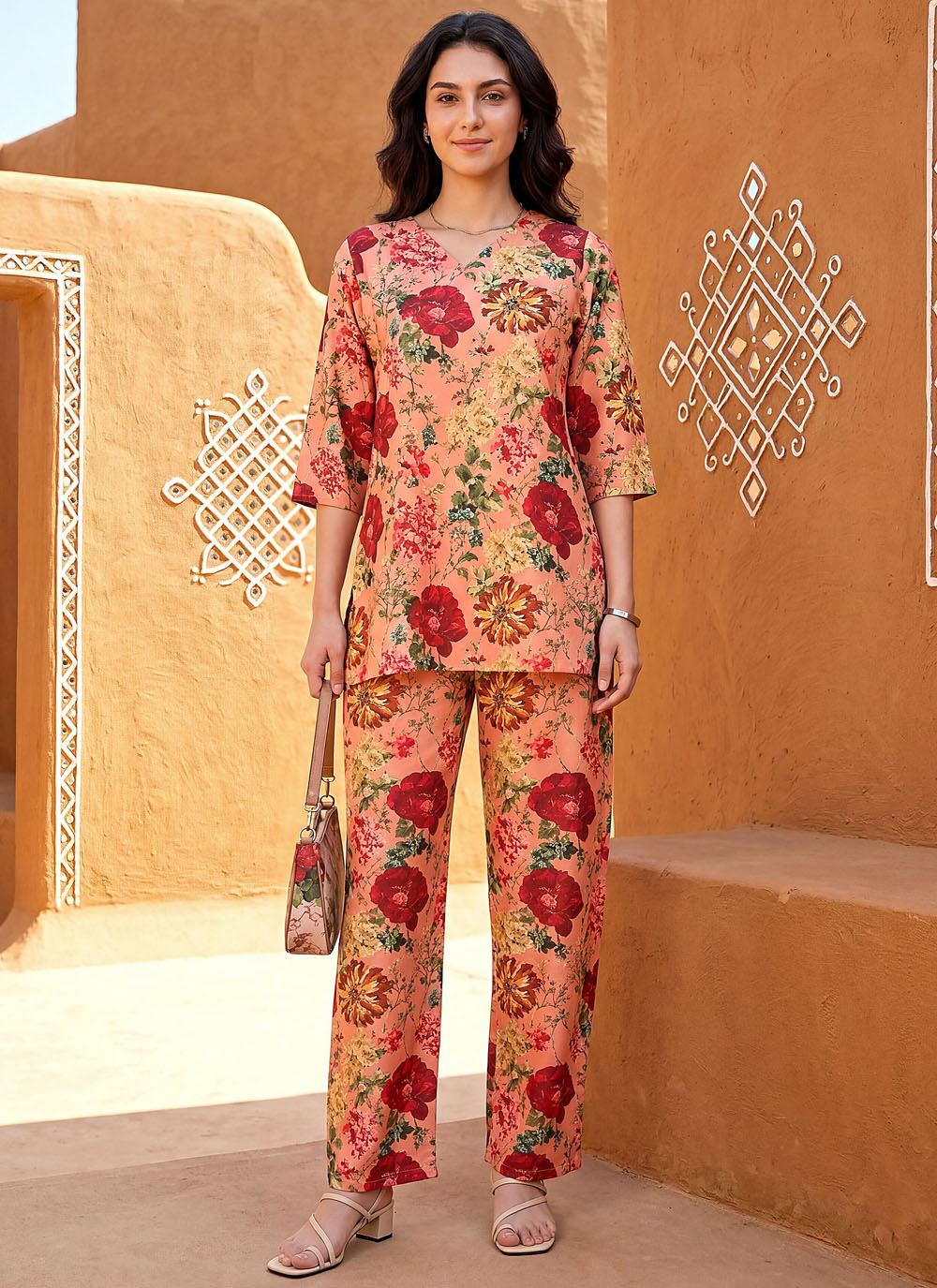 Multi Colour Print Work Rayon Party Wear Kurti - Buy Online