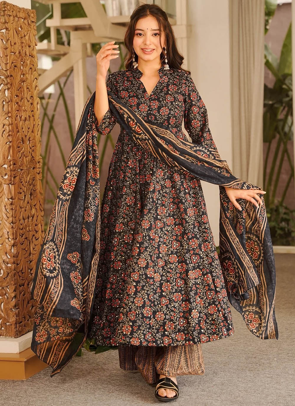 Muslin Black Digital Printed Trendy Salwar Kameez - Buy Online