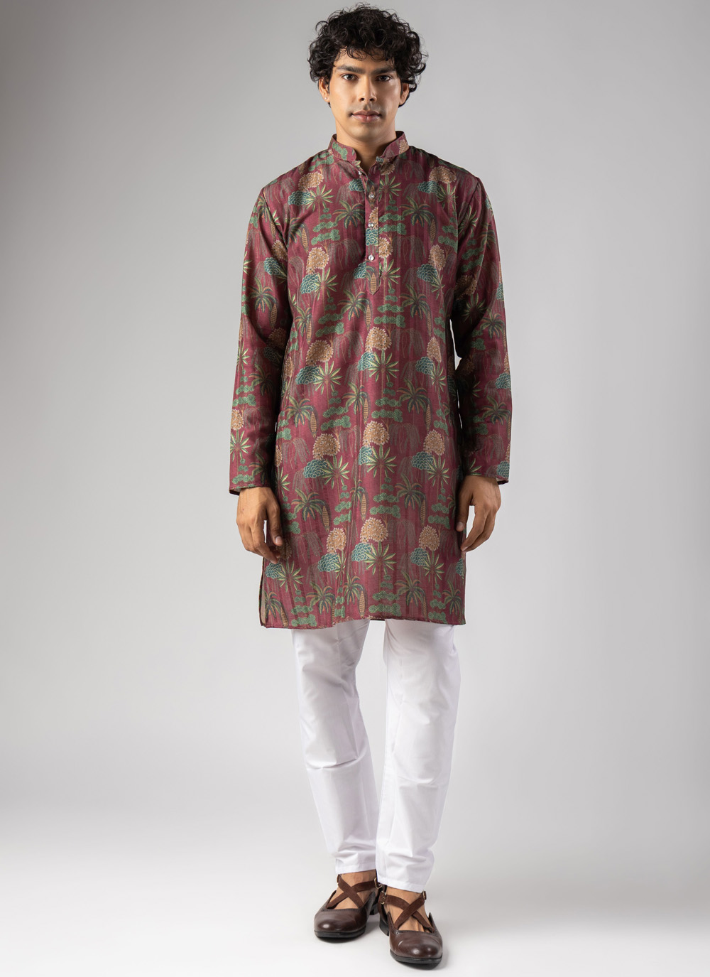 Fancy Fabric Multi Colour Printed Designer Kurta Pyjama - Buy Online