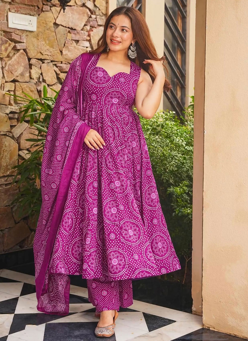 Magenta Digital Print Cotton Designer Salwar Suit - Buy Online