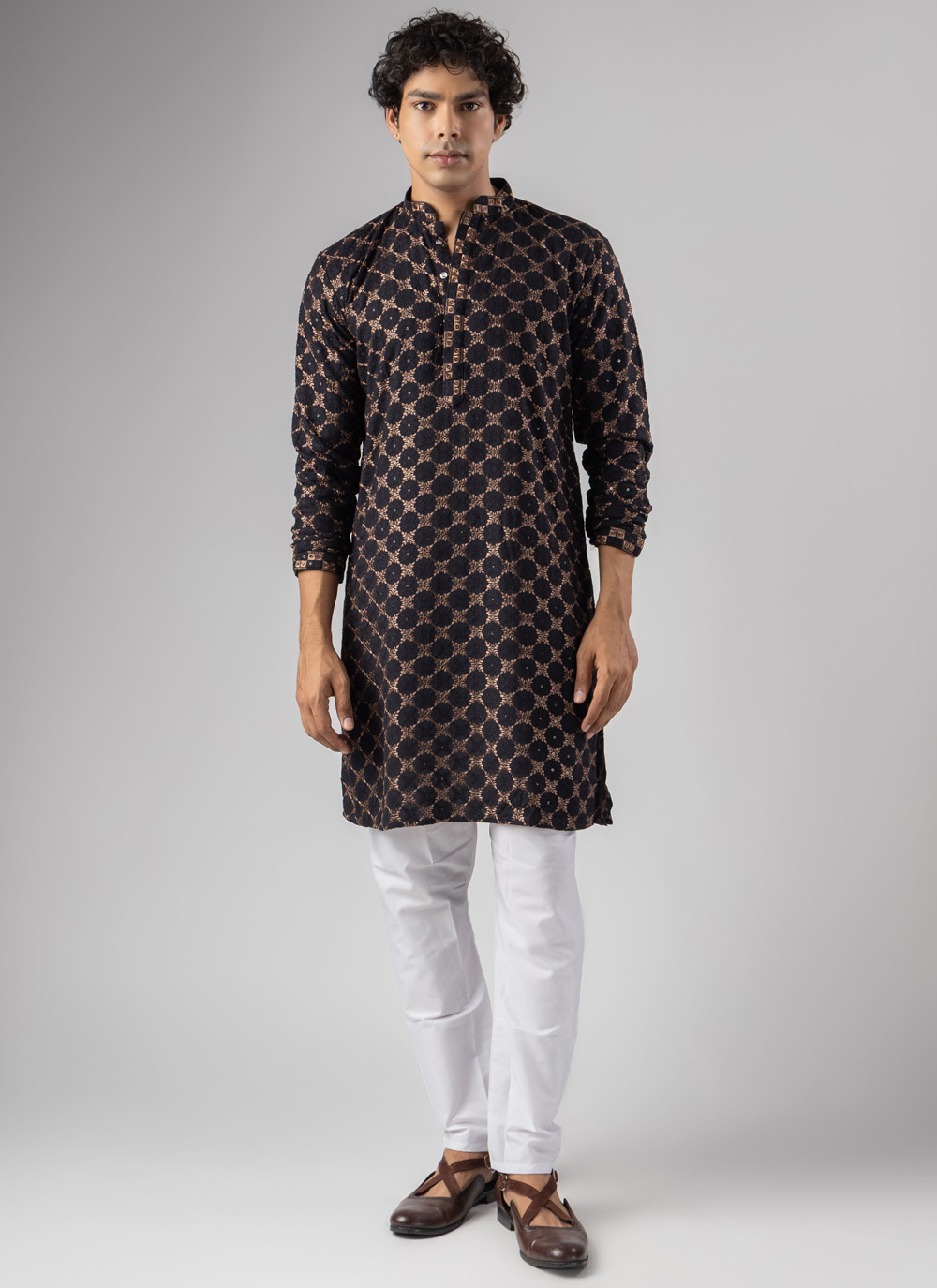 Black Rayon Embroidered Kurta Pyjama for Party - Buy Online